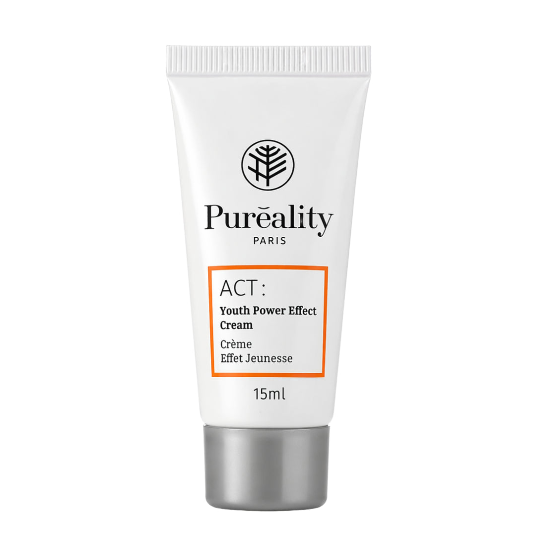 Tube de crème visage blanc de la marque Pureality, intitulée Crème Ecat Régénérante 15 ml.