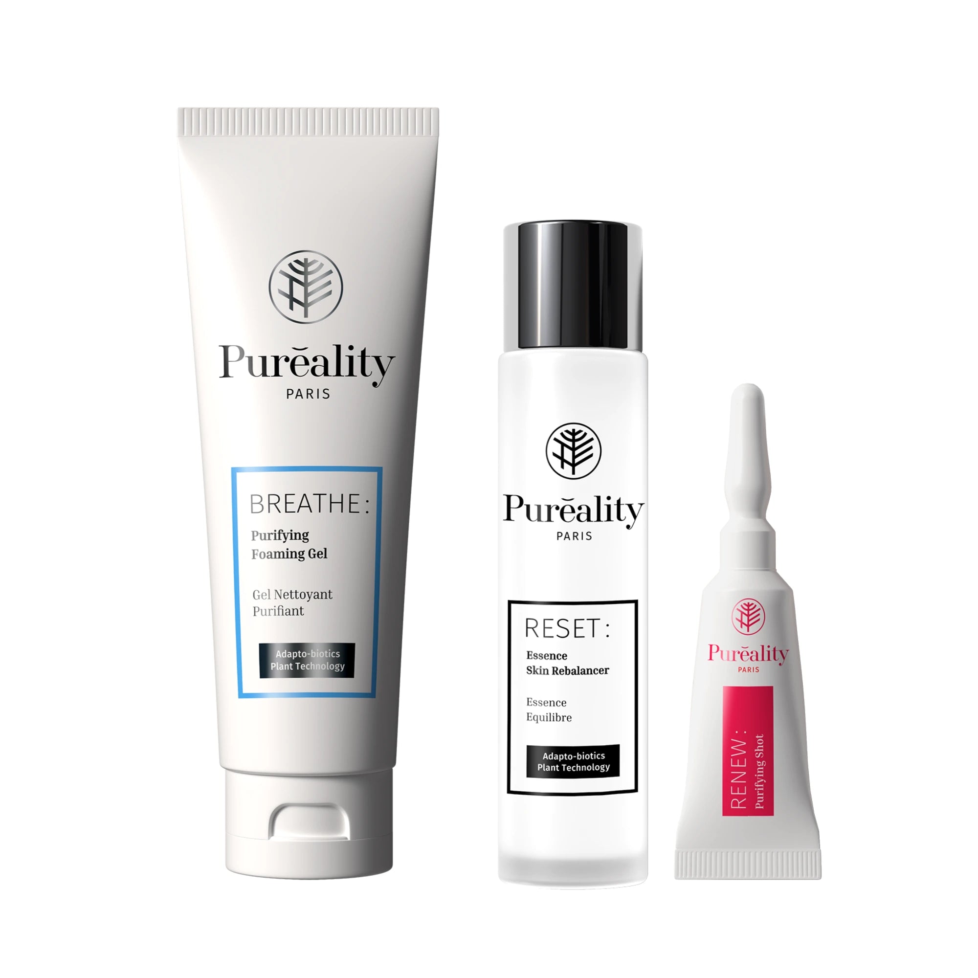 Un set exclusif anti-imperfections réunissant le Nettoyant Éclat Peau Neuve, l’essence rééquilibrante et le booster purifiant pour une peau visiblement plus nette et équilibrée. Un produit primé aux Prix de la Beauté, idéal pour intégrer à vos duos & routines du quotidien. À découvrir dans la collection soins visage Sets & Exclus de Puréality.