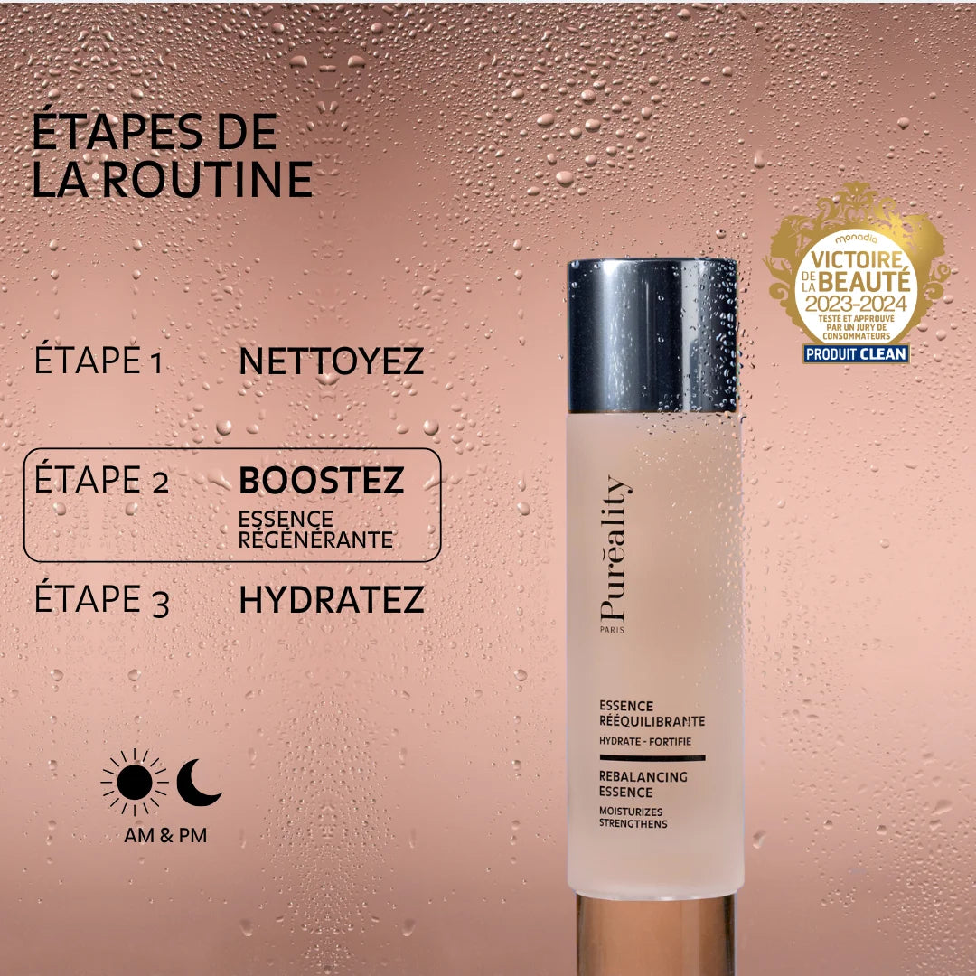 Etapes de la routine Nettoyez, Boostez, Hydratez