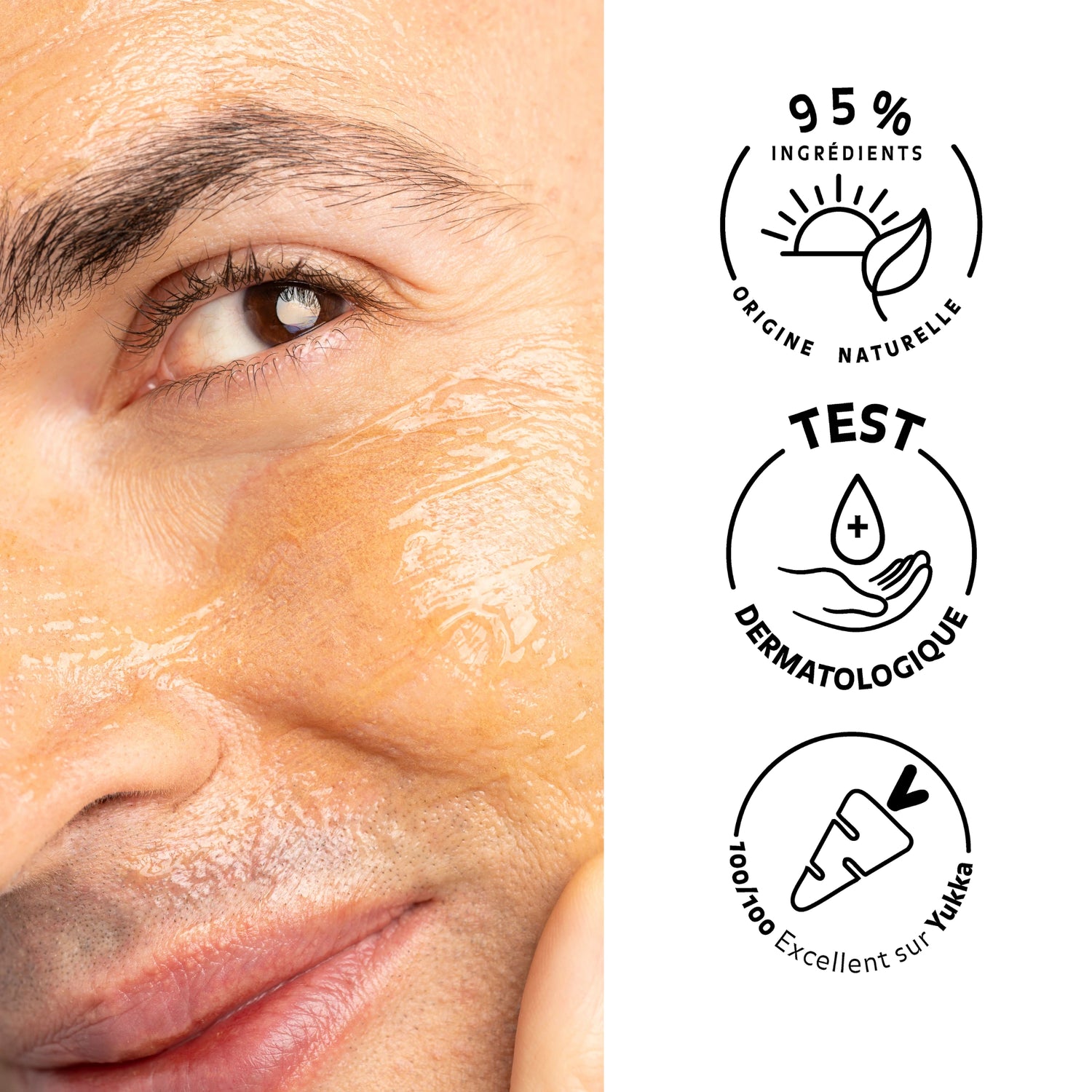 Application du Nettoyant Éclat Peau Neuve Pureality – 95 % d’ingrédients d’origine naturelle, testé dermatologiquement, 100/100 sur Yuka.