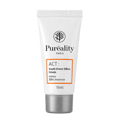 Tube de crème visage blanc de la marque Pureality, intitulée Crème Ecat Régénérante 15 ml.