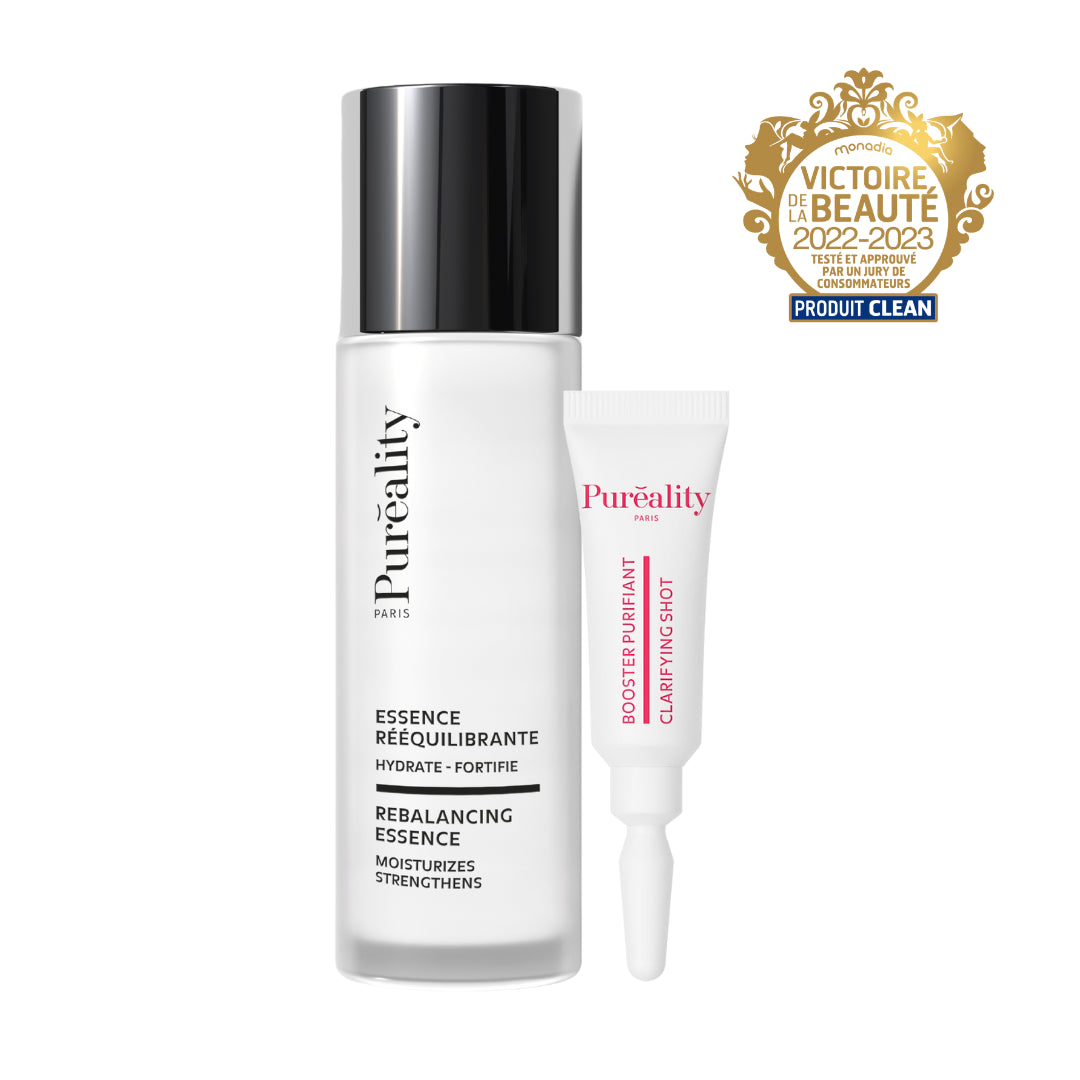 Produit Puréality Essence purifiante 90ml+10ml - best-seller anti-imperfections, anti-tâches et éclat, récompensée Victoire de la Beauté.
