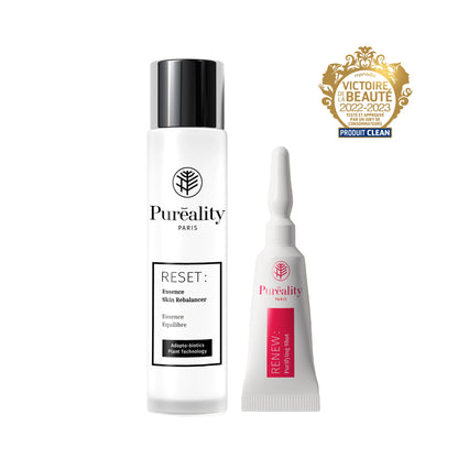 Produit Pureality RESET – essence purifiante best-seller anti-imperfections, anti-tâches et éclat, récompensée Victoire de la Beauté.