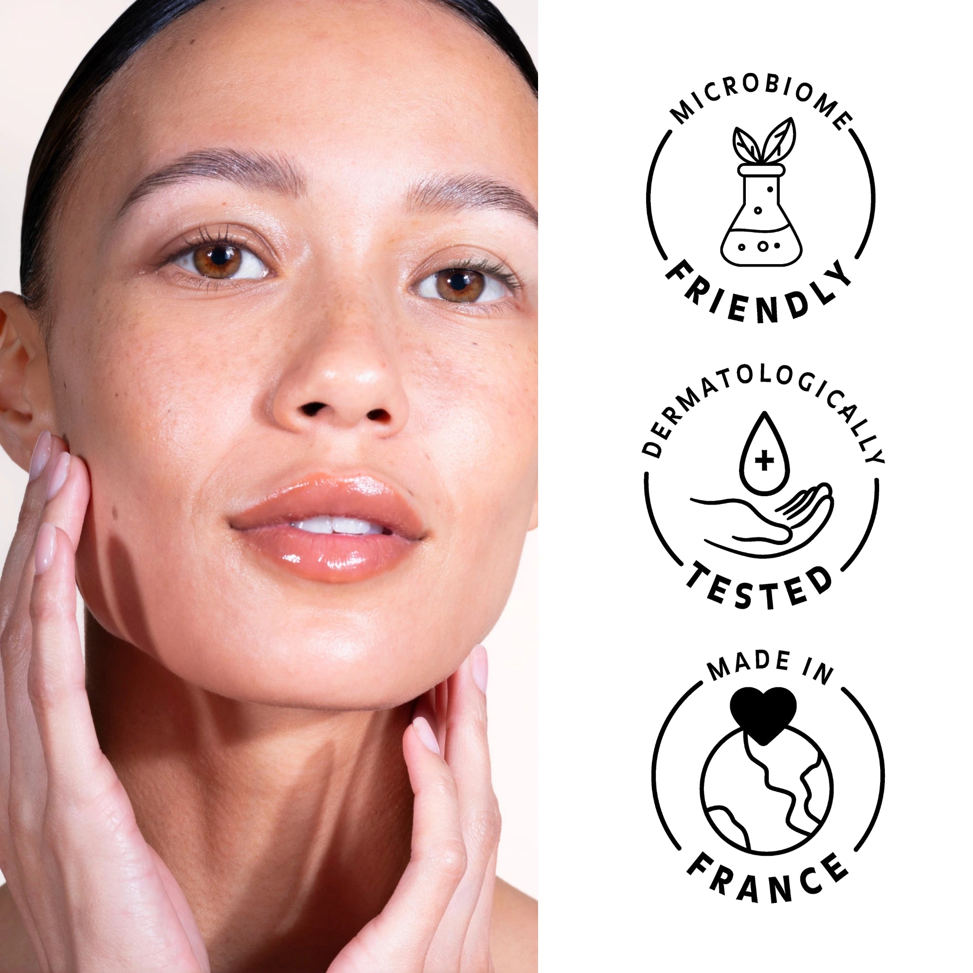Peau lumineuse avec l’essence régénérante Pureality – brevet biotechnologique, testée dermatologiquement, 100 % vegan.