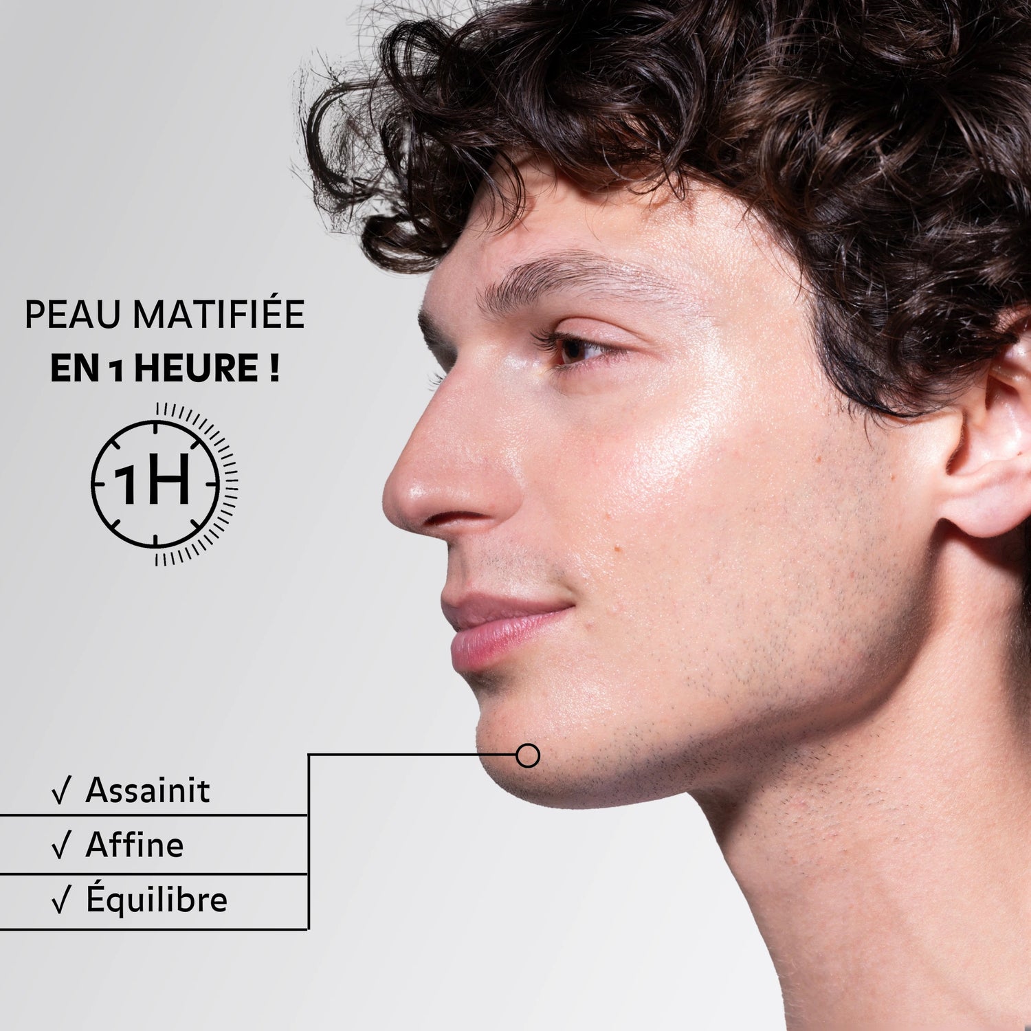 Application du Sérum Perfecteur de Peau Pureality – peau matifiée en 1 h, assainie, grain de peau affiné, équilibre restauré.